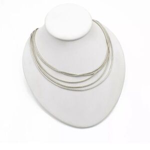 John Hardy Sterling Silver Classic Chain Muti Row Layered Necklace